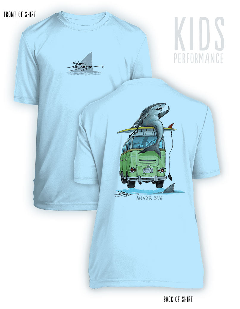 Shark Bus- KIDS Short Sleeve Performance - 100% Polyester